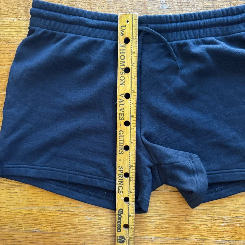 Adidas Womens Black‎ Fleece Athletic Shorts Drawstring Logo Mid Rise Size XL